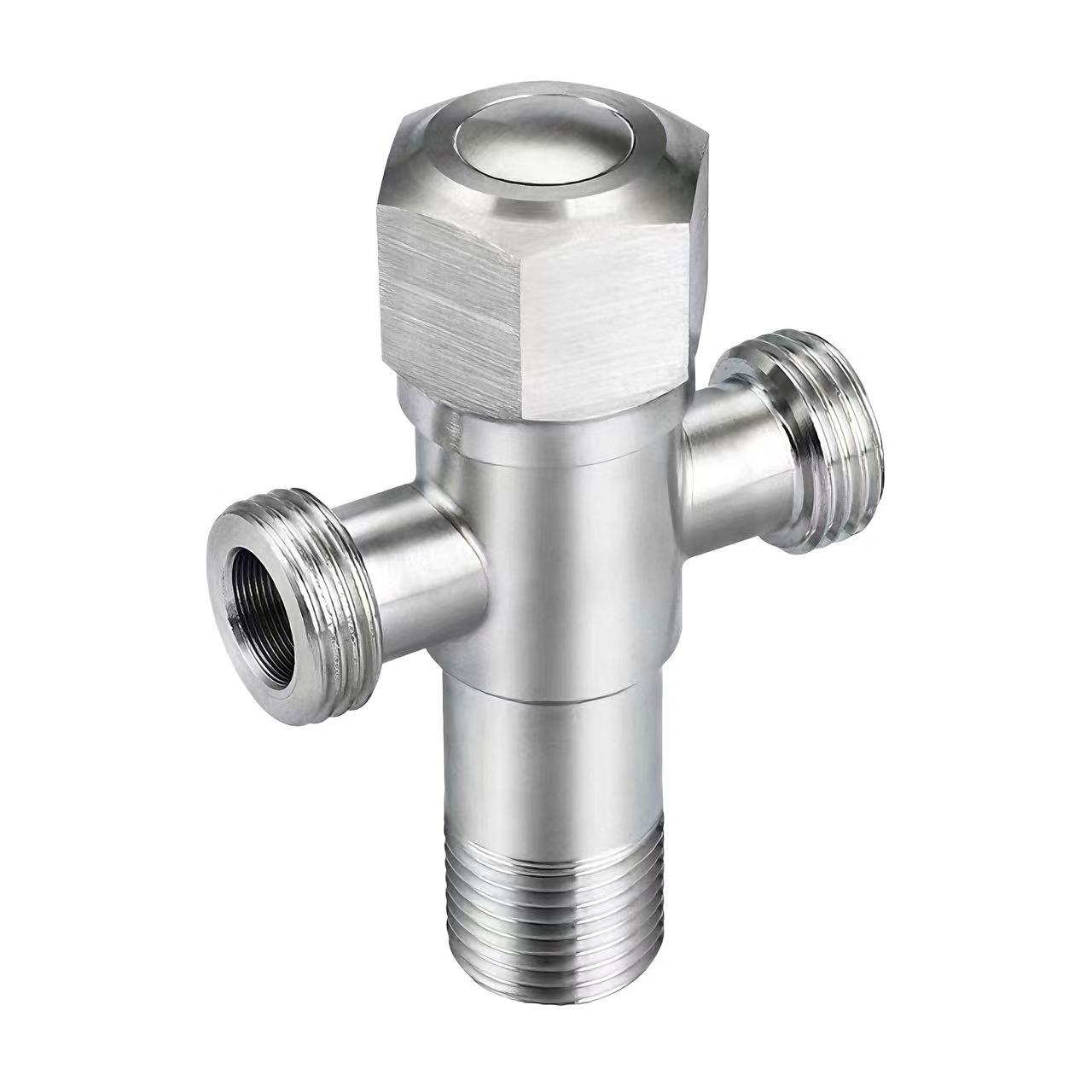 Válvula angular de três vias de 180 °, uma entrada e duas válvulas de distribuição de água de saída