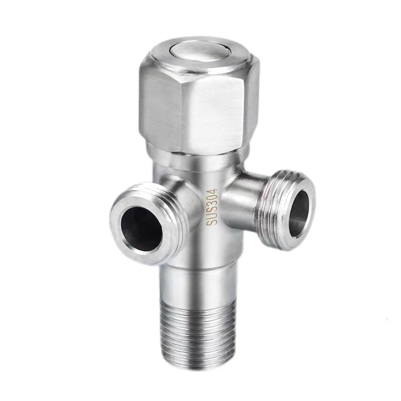 Válvula angular de três vias com trefilação de fio de 90°