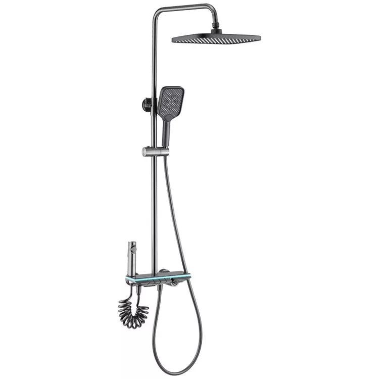 Conjunto de cabeça de chuveiro de painel grande com chave de piano digital com luz LED