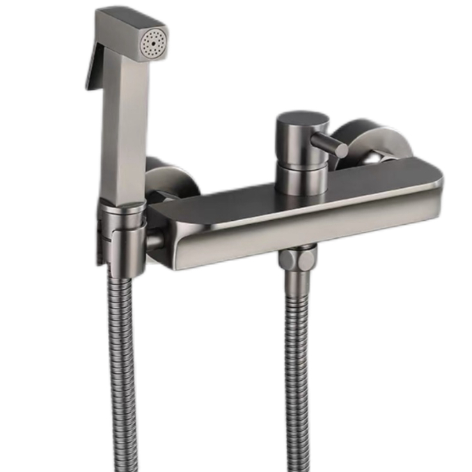 Conjunto de pulverizador de bidê quente e frio cinza gunmetal