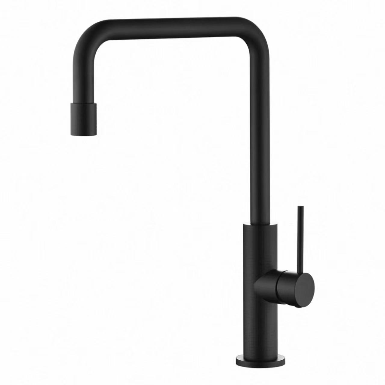 Torneira quente e fria de cozinha serrilhada com tubo minimalista em forma de L Torneira quente e fria de cozinha serrilhada com tubo minimalista em forma de L