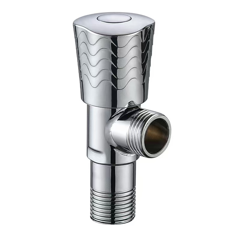 Válvula angular com padrão de onda cromado brilhante com acabamento espelhado Válvula angular com padrão de onda cromado brilhante com acabamento espelhado
