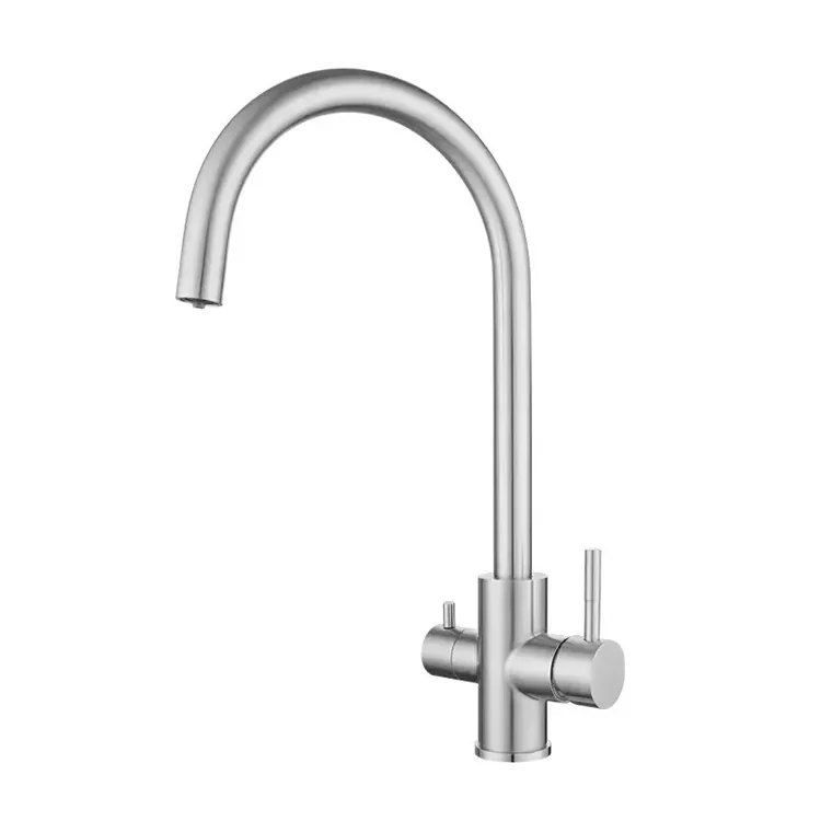 Torneira quente e fria de cozinha 3 em 1 com pescoço de cisne Torneira quente e fria de cozinha 3 em 1 com pescoço de cisne