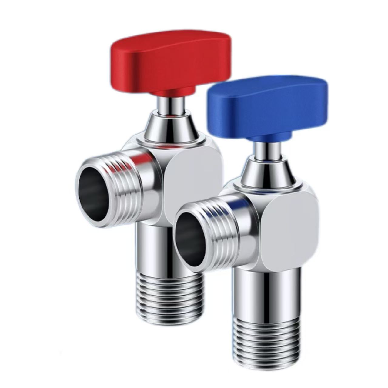 Válvula angular distintiva vermelha e azul com alça em T Válvula angular distintiva vermelha e azul com alça em T